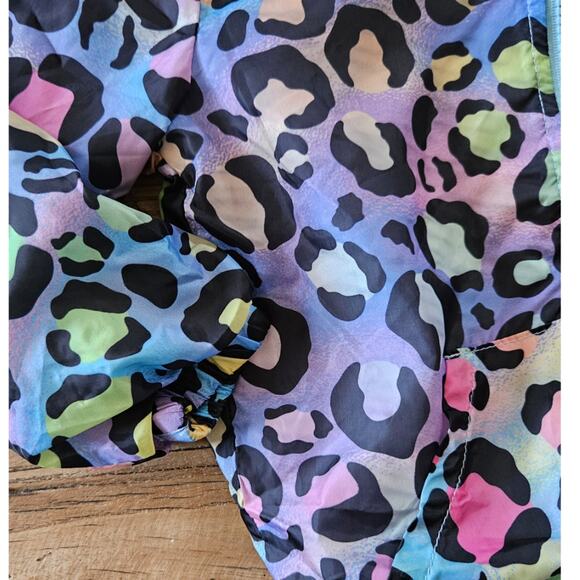 Shein Leopard Print Rainbow Windbreaker Jacket sz 5T - Picture 3 of 5